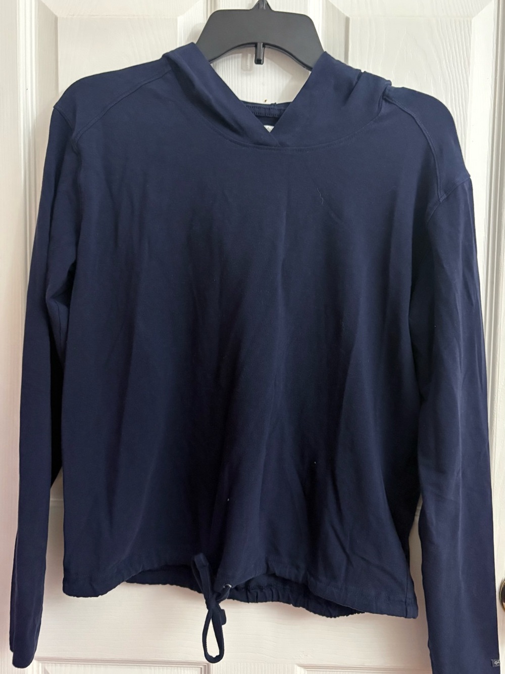 Columbia Navy Blue Cinch Hem Pullover Hoodie Stretch Cotton - Women's Small